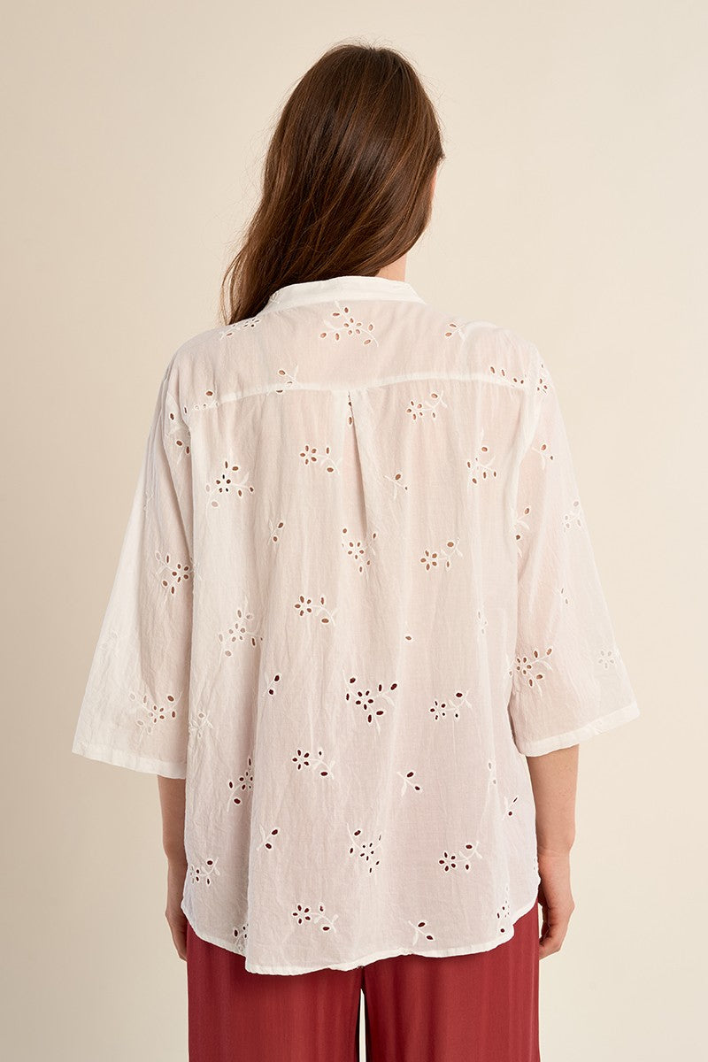 Molly Bracken Cotton Broiderie Anglasie White Blouse