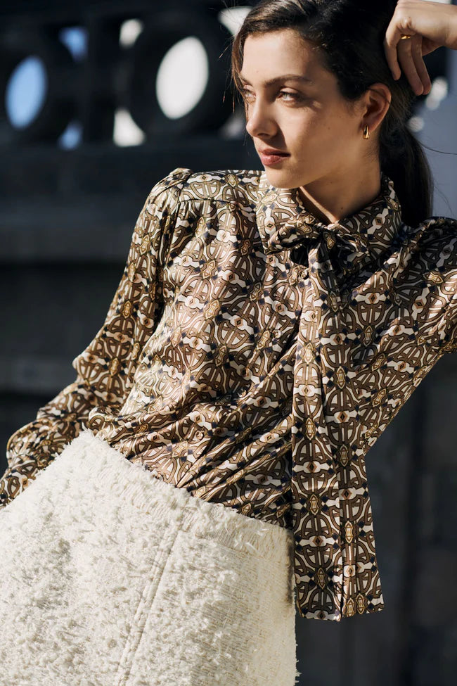 Dea Kudibal Cream Boucle Alma Skirt With Pockets