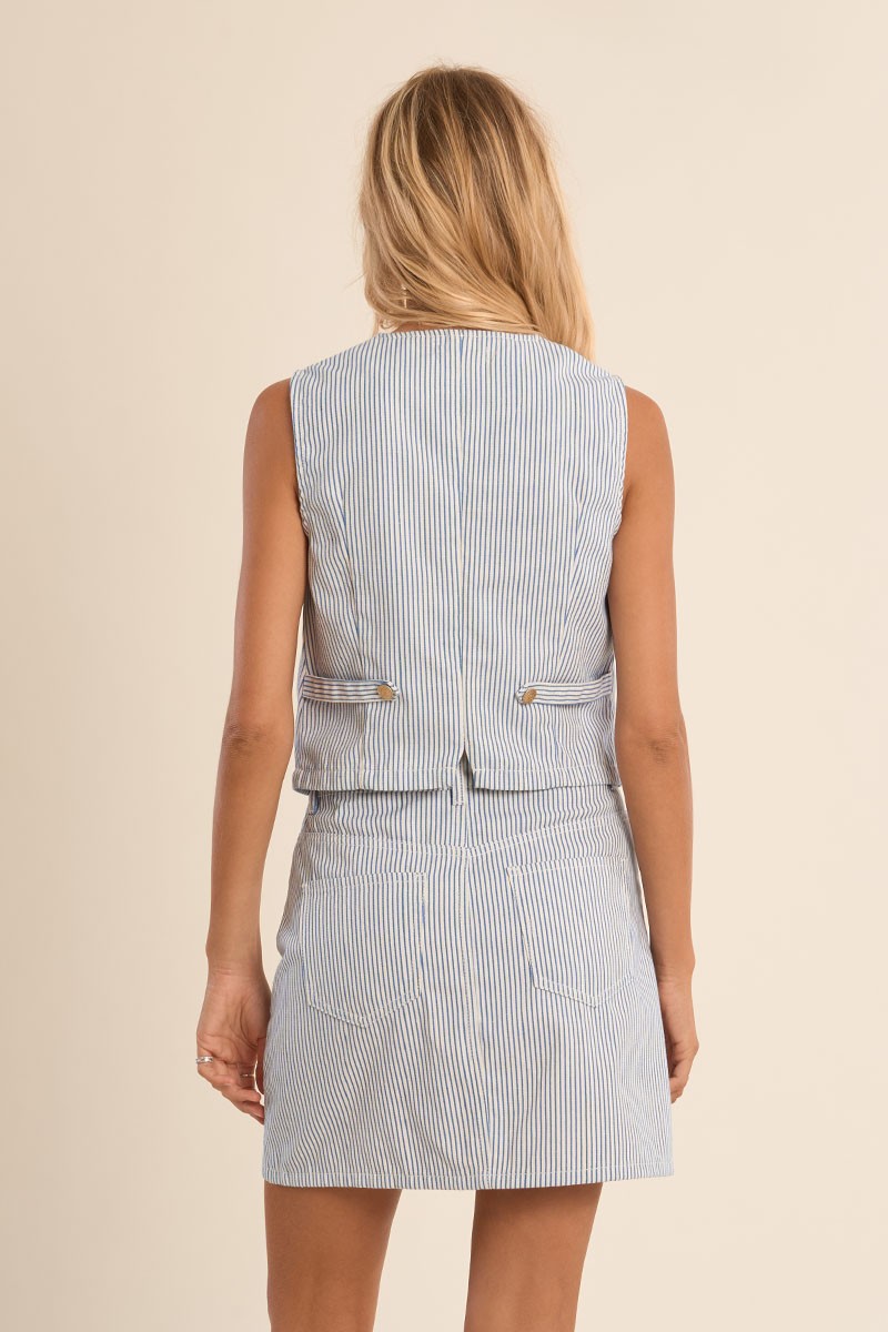 Molly Bracken Striped Denim Waistcoat