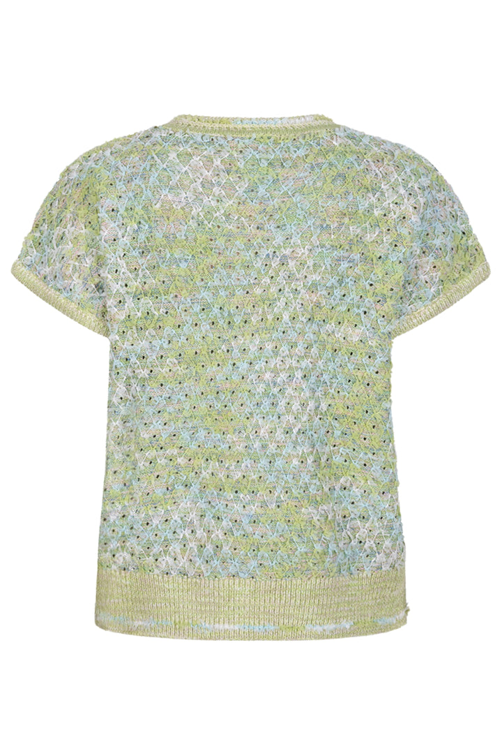 Esqualo Green Short Sleeved Fancy Knit Cardigan