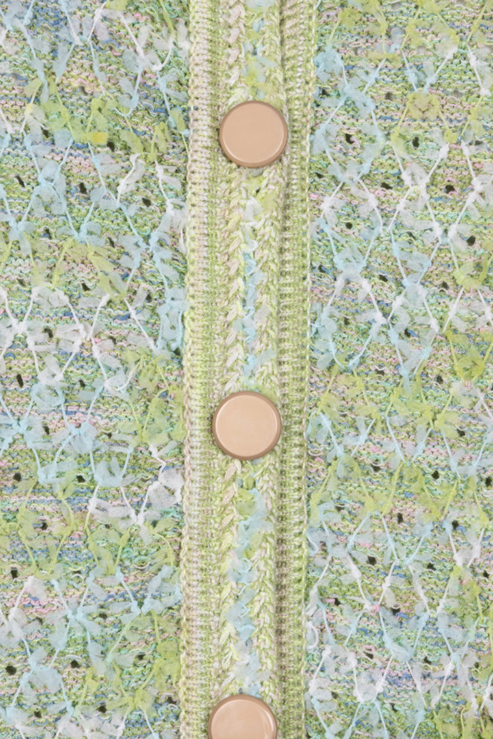 Esqualo Green Short Sleeved Fancy Knit Cardigan