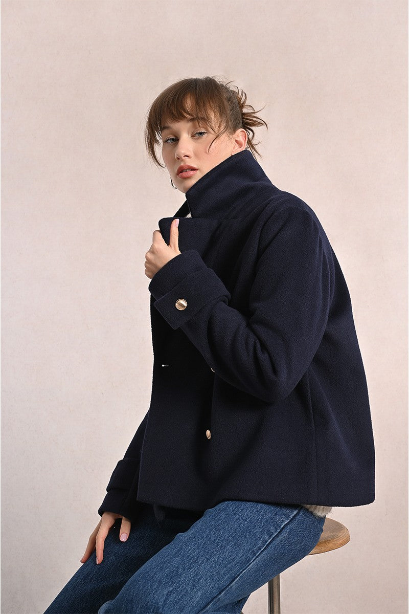 Molly Bracken Navy Double-Breasted Overcoat