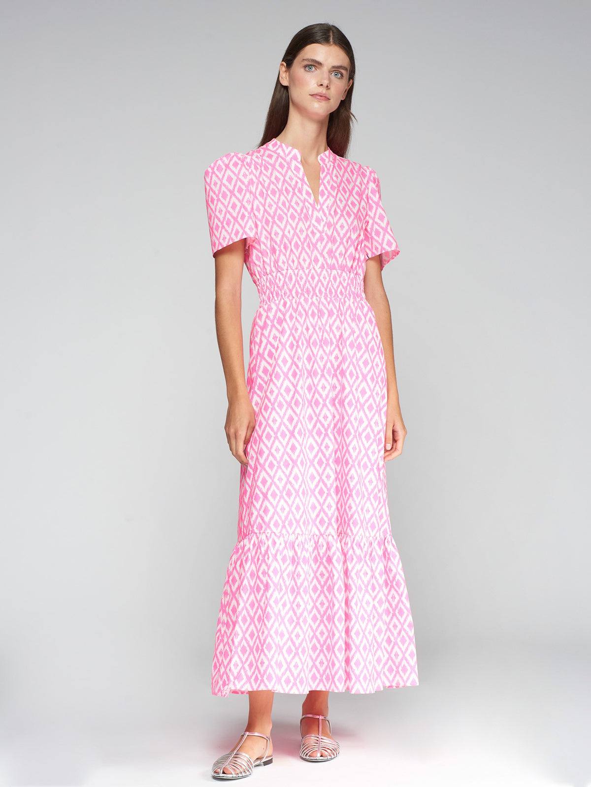 Vilagallo Dress Leila Ikat Fluor Rosa