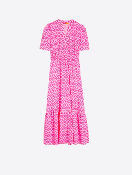 Vilagallo Dress Leila Ikat Fluor Rosa
