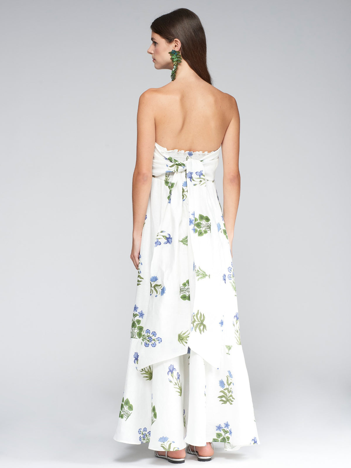 Vilagallo Flor Azul Lino Dress