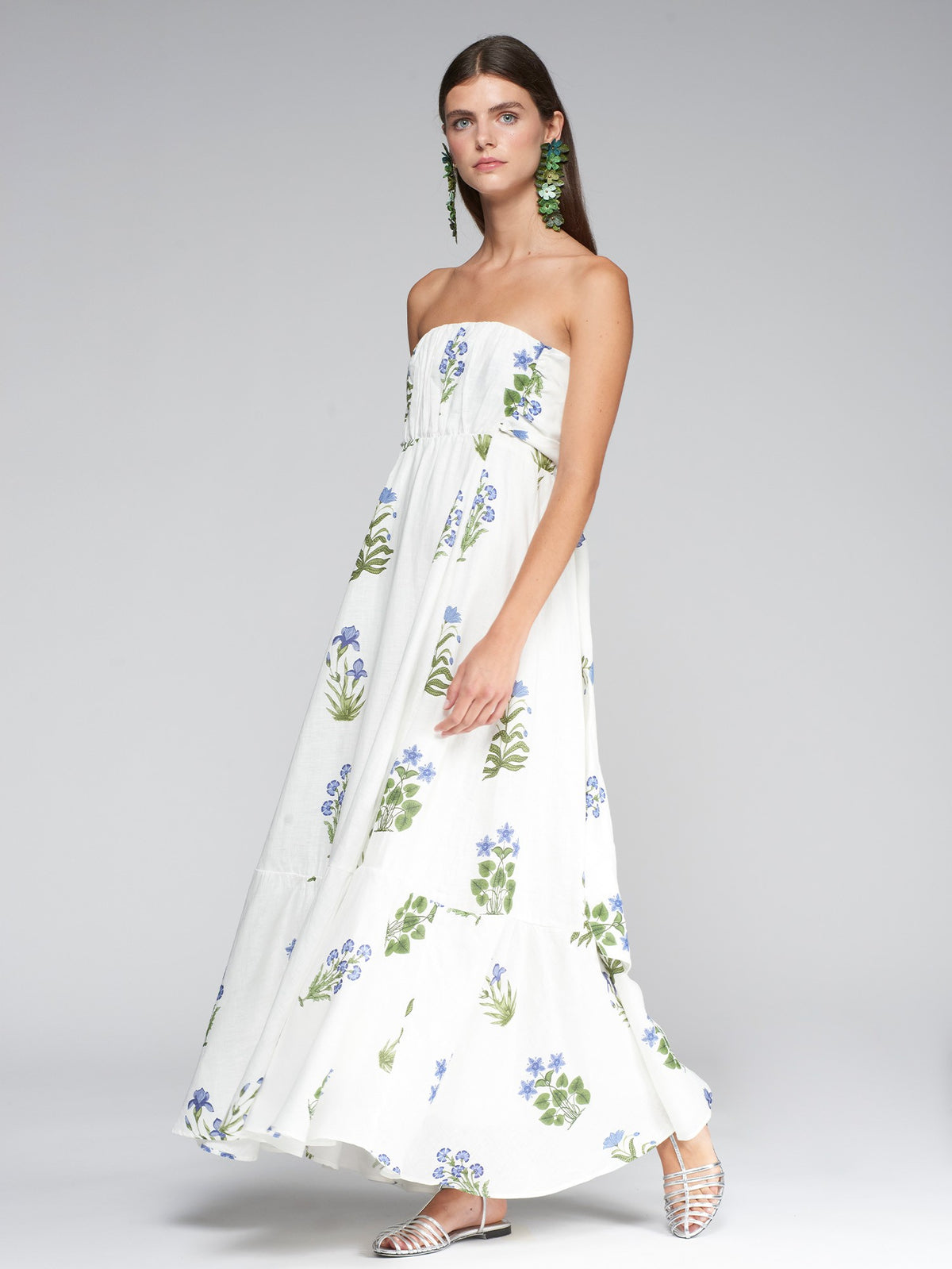 Vilagallo Flor Azul Lino Dress