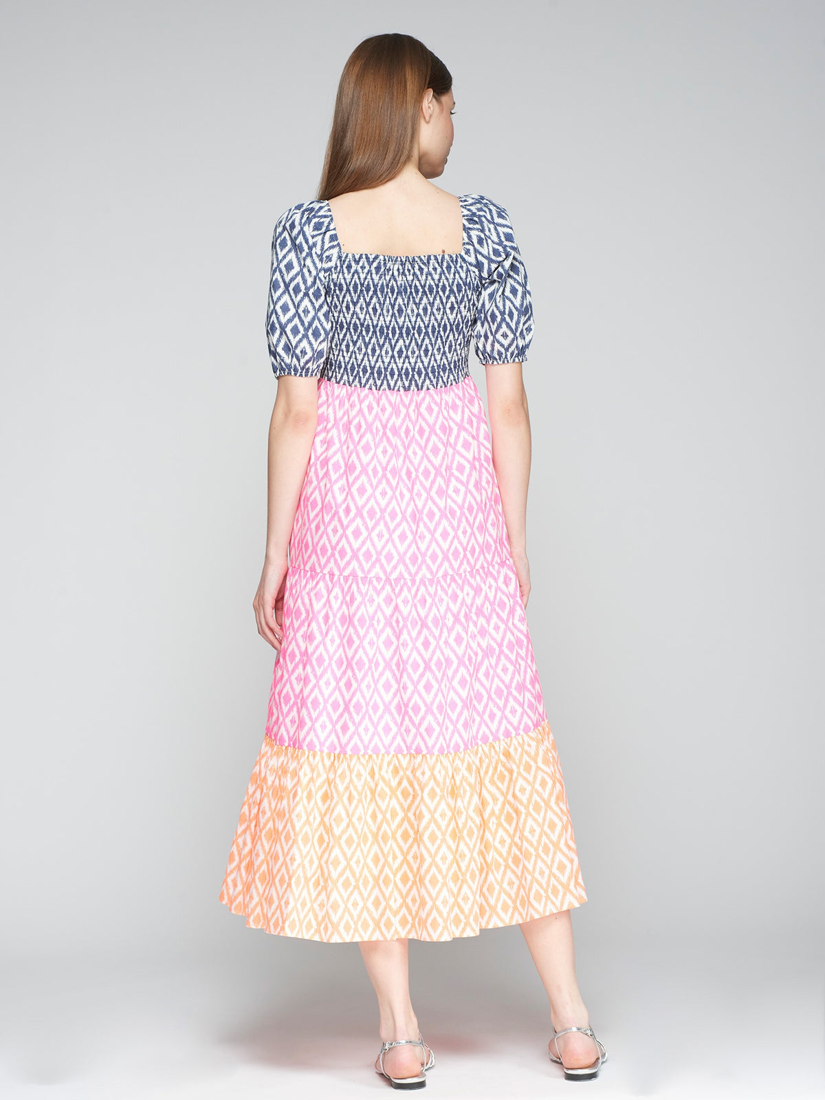 Vilagallo Vetora Ikat Fluro Rosa Dress