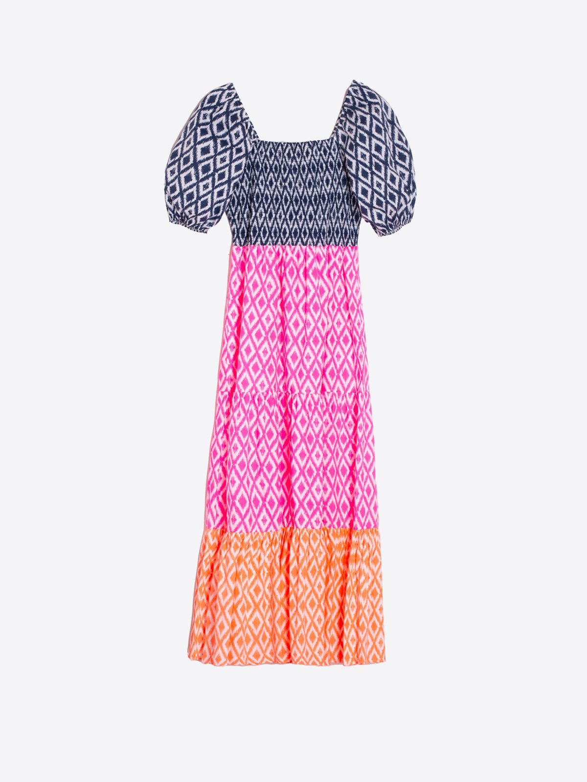 Vilagallo Vetora Ikat Fluro Rosa Dress
