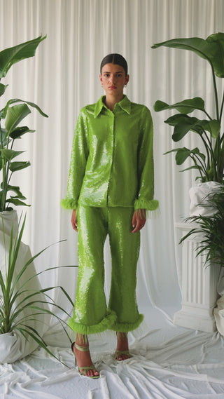 Celia B  Sequin Green Oasis Top