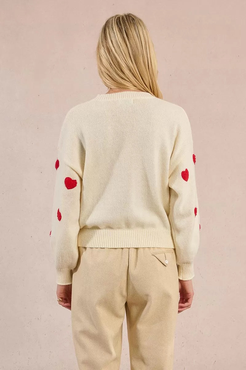Molly Bracken Embossed Off White Heart Sweater