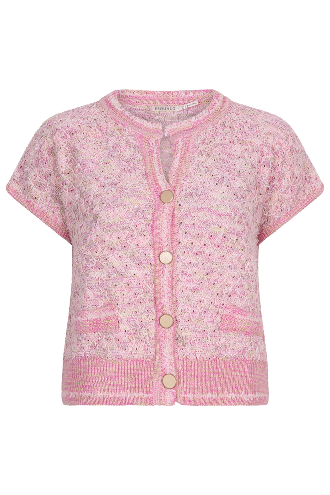 Esqualo Rose Short Sleeved Fancy Knit Cardigan
