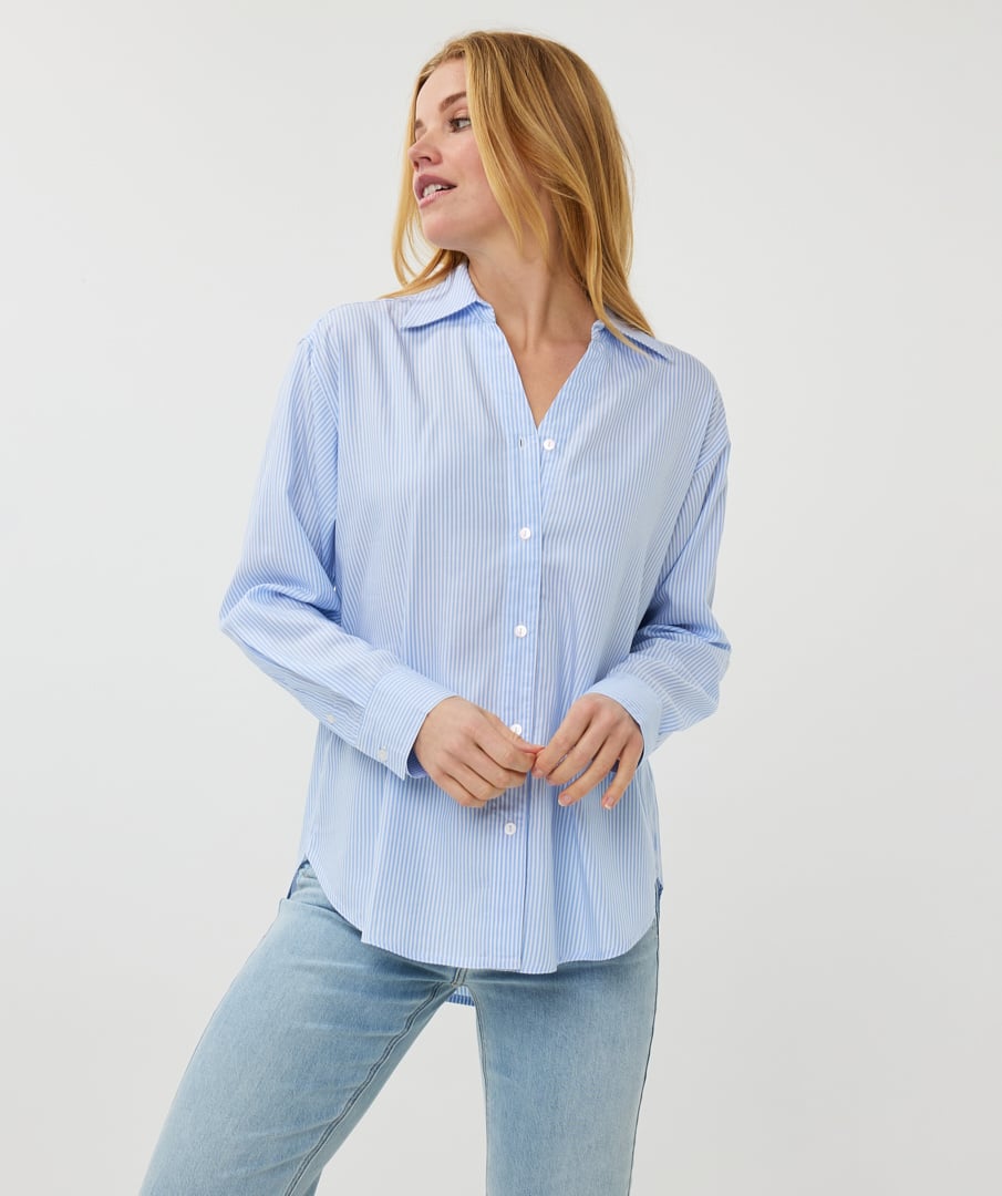 Esqualo Blue White Oversized  Shirt