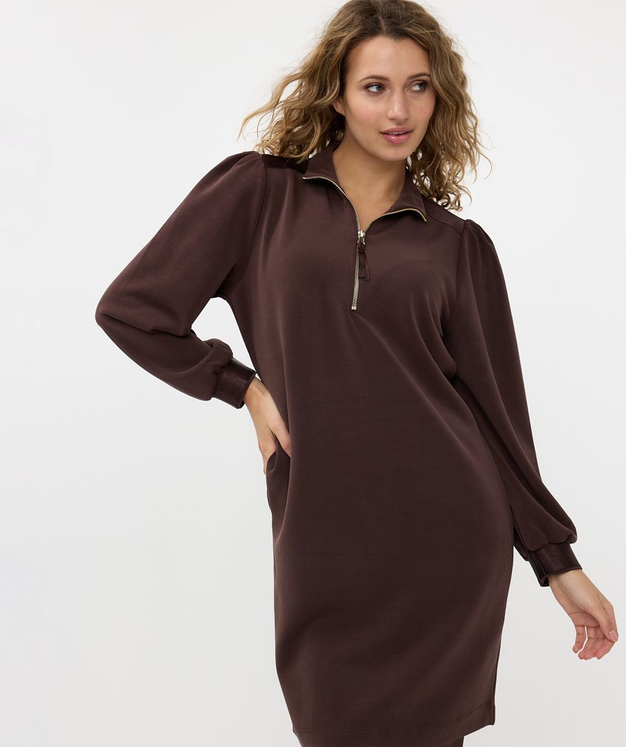 Esqualo Zip Up Chocolate Dress