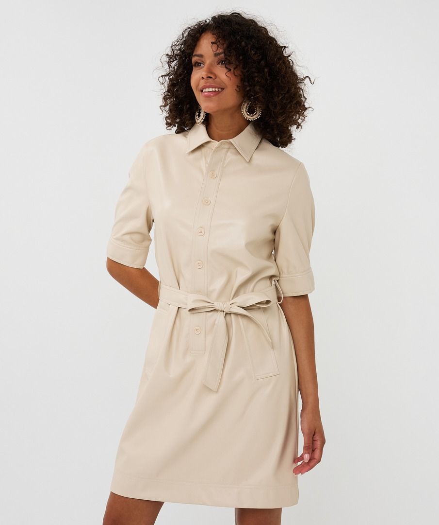 Esqualo Vegan Leather Belted Mini Dress
