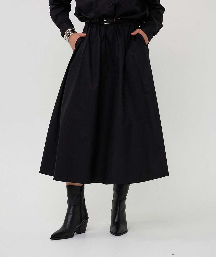 Esqualo Black Skirt With Long Poplin Pockets