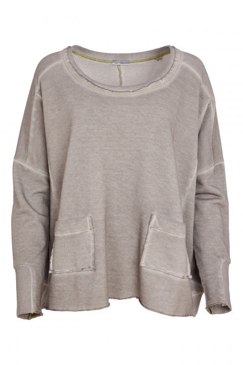 Naya Faded Washed Effect Round Neck Top With Pocket Detail