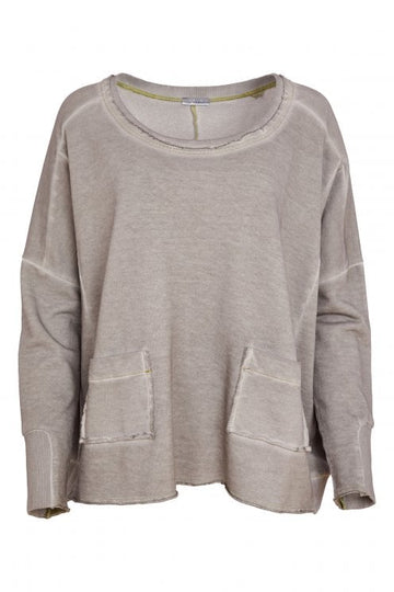 Naya Faded Washed Effect Round Neck Top With Pocket Detail