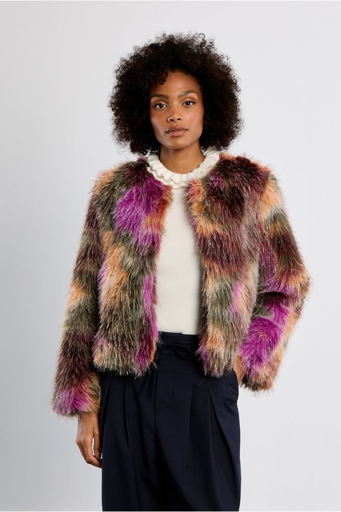 Lili Sidonio Faux Fur Multicoloured Jacket