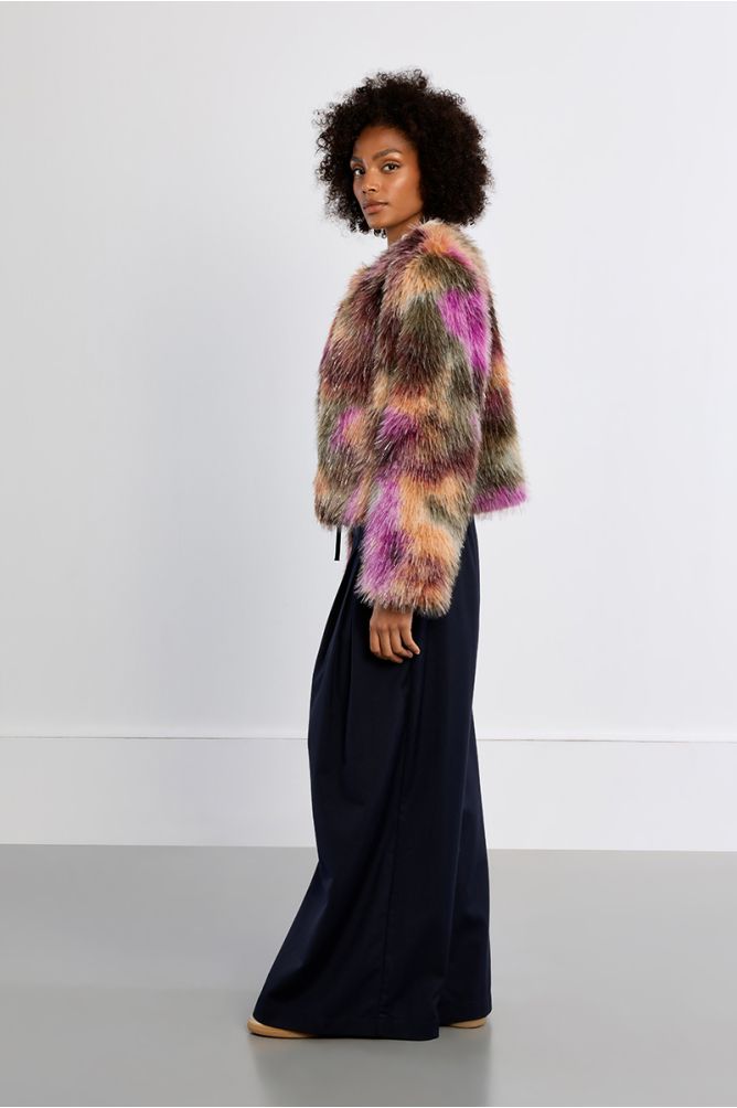 Lili Sidonio Faux Fur Multicoloured Jacket