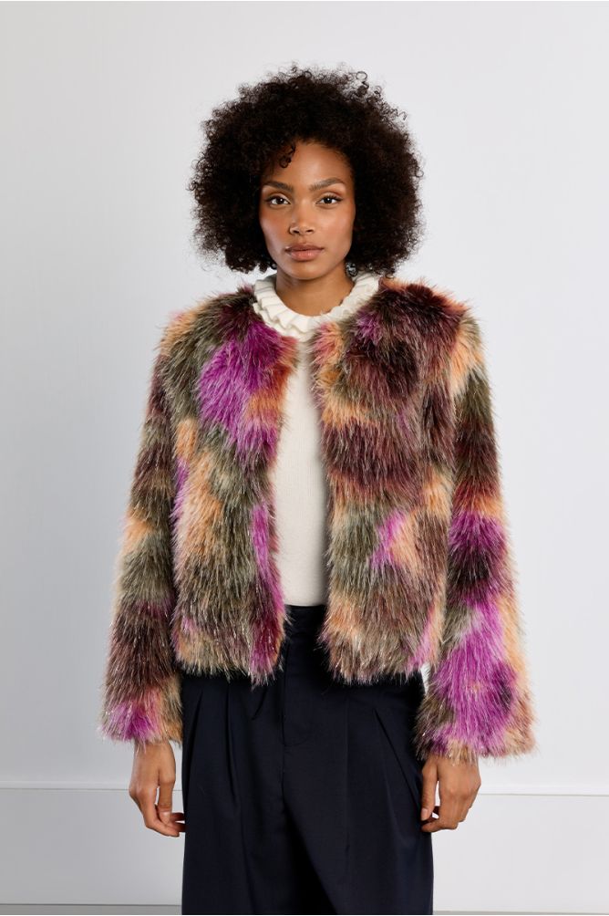 Lili Sidonio Faux Fur Multicoloured Jacket