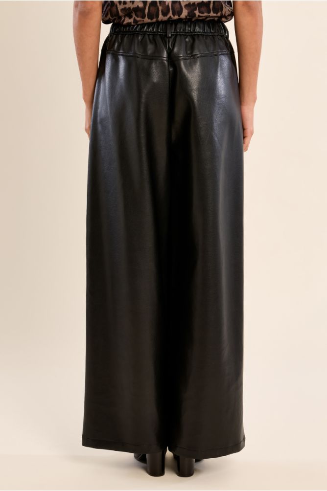 Molly Bracken Black Flared Faux Leather Trousers