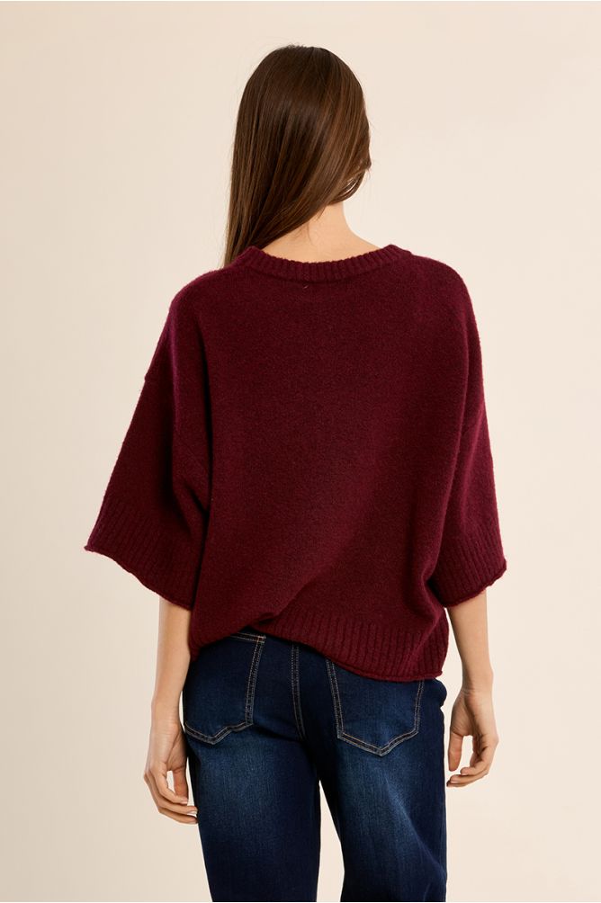 Molly Bracken Dark Red Flared Knit Sweater