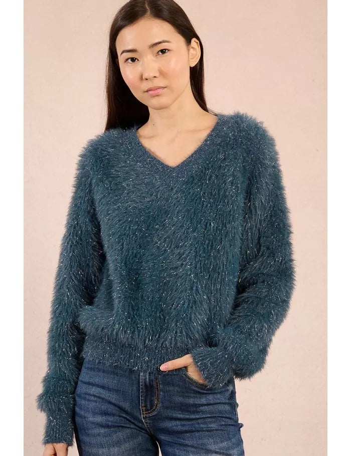 Molly Bracken Fluffy Duck Blue Sweater