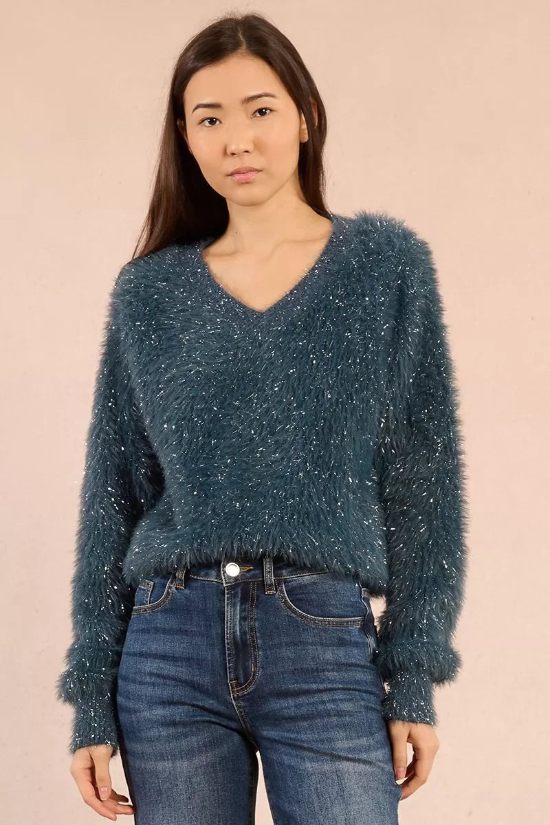 Molly Bracken Fluffy Duck Blue Sweater