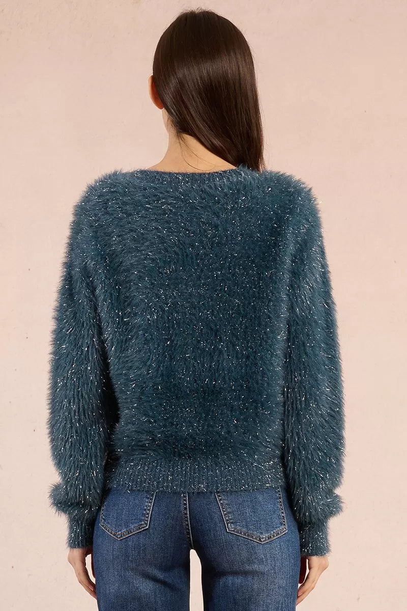 Molly Bracken Fluffy Duck Blue Sweater