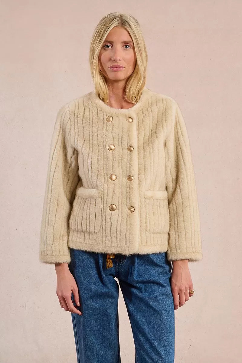 Molly Bracken Faux Fur Cream Jacket
