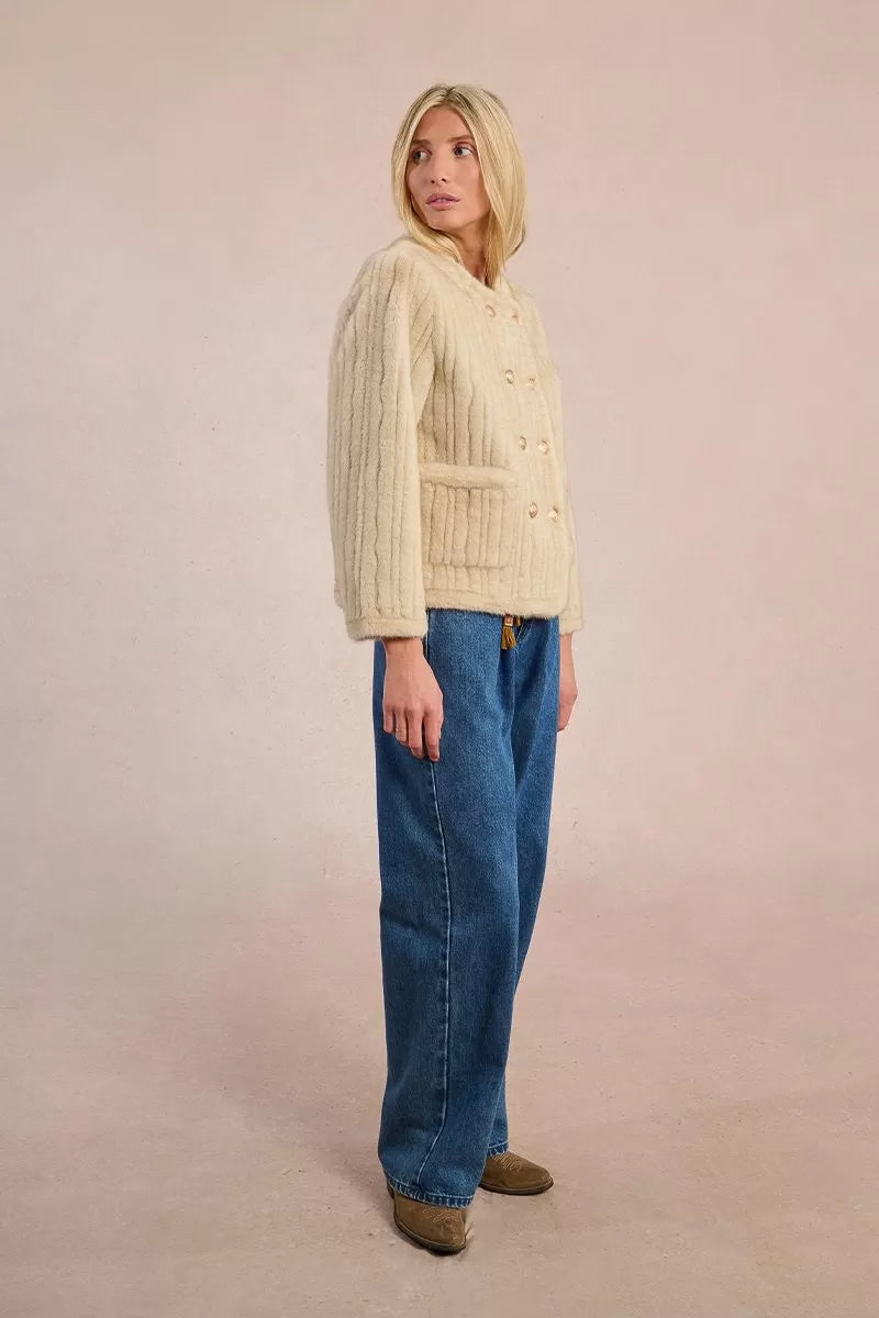 Molly Bracken Faux Fur Cream Jacket