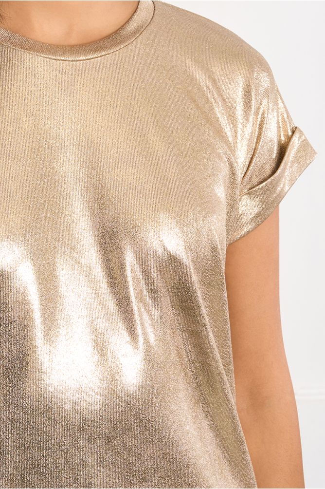 Molly Bracken Gold Metallic Effect T Shirt