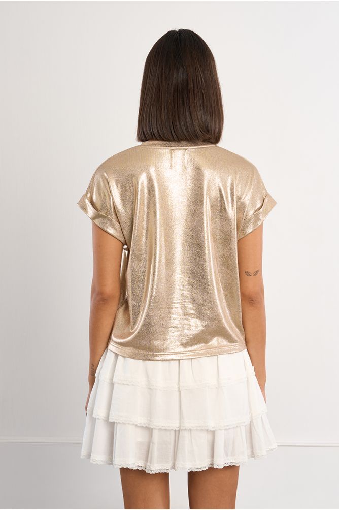 Molly Bracken Gold Metallic Effect T Shirt