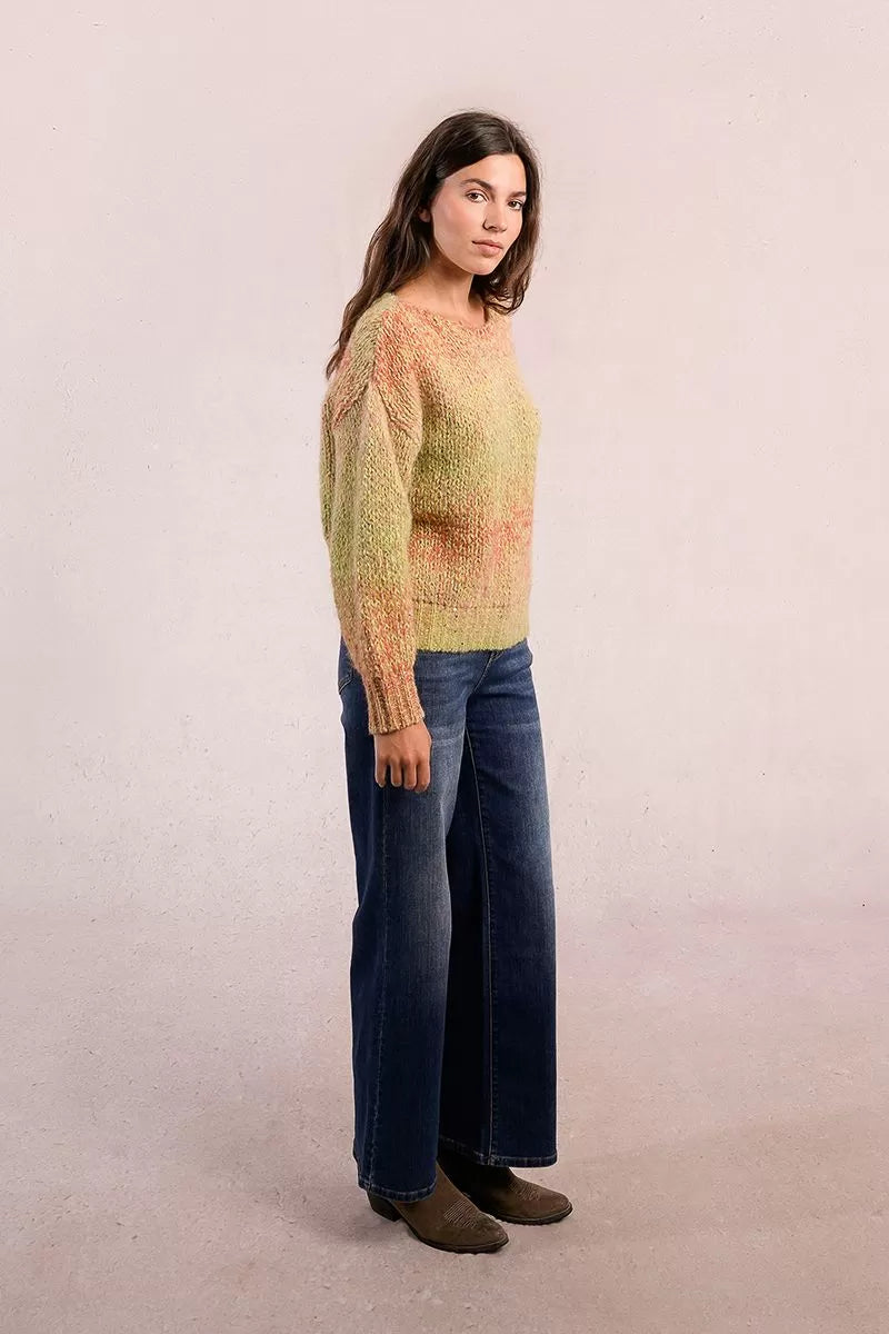 Molly Bracken Lime Green Gradient Knitted Sweater