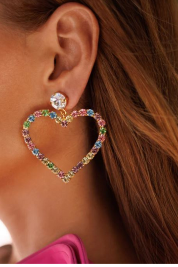 Caroline Svedbom Heart Statement Earrings Pastel Combo