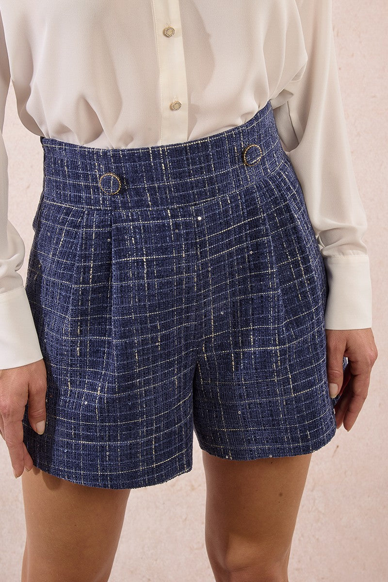 Molly Bracken High Waisted Tweed Blue Shorts