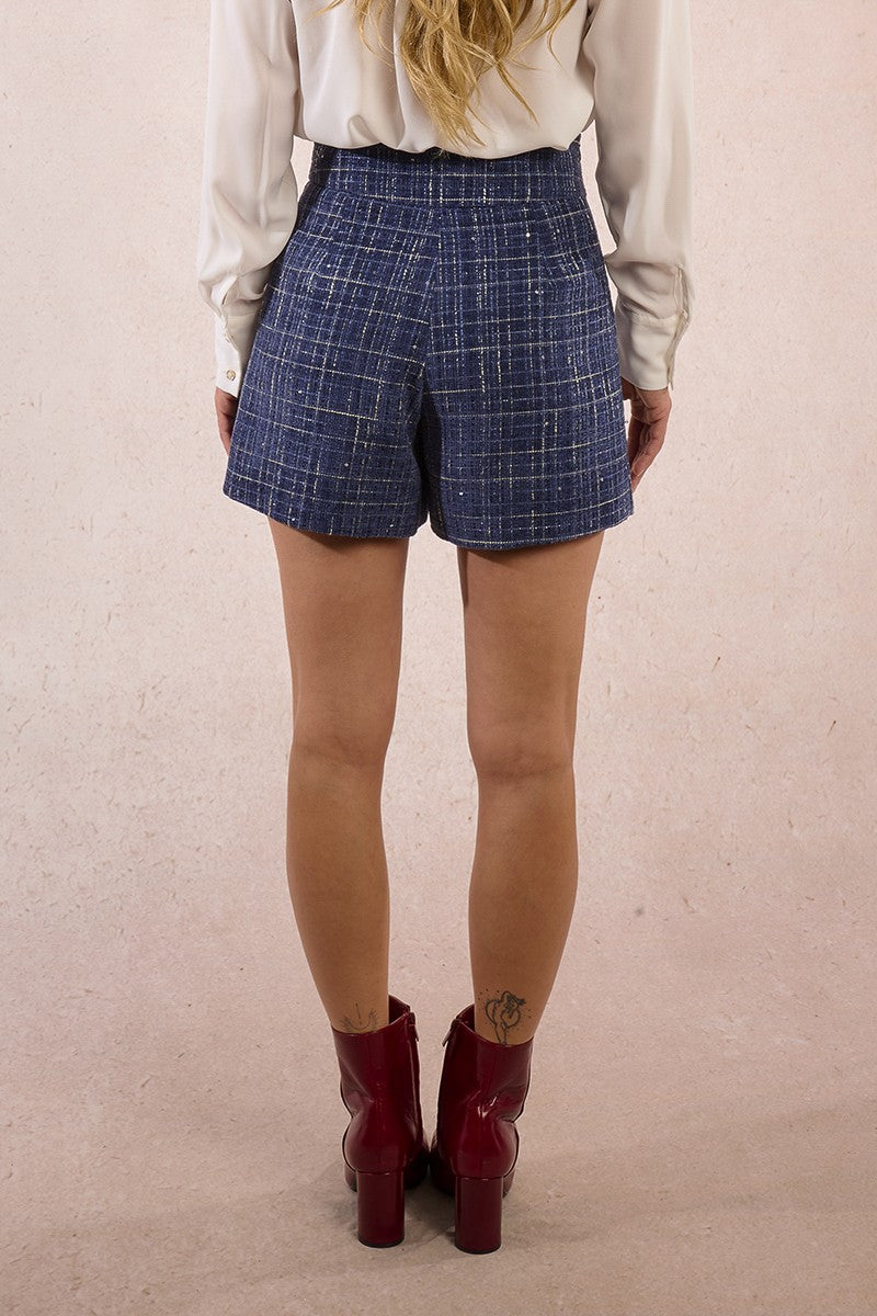 Molly Bracken High Waisted Tweed Blue Shorts