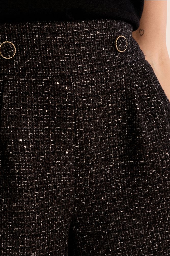 Molly Bracken High Waisted Tweed Black Shorts