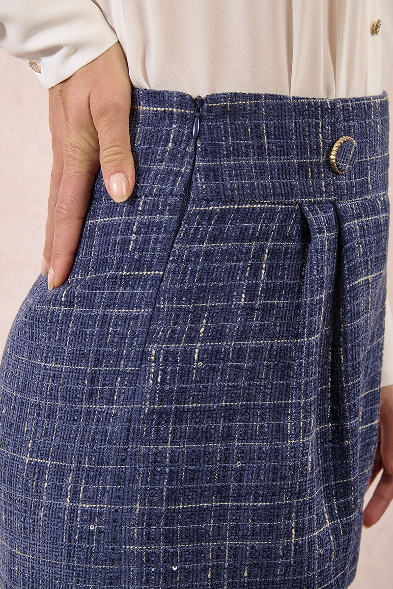 Molly Bracken High Waisted Tweed Blue Shorts