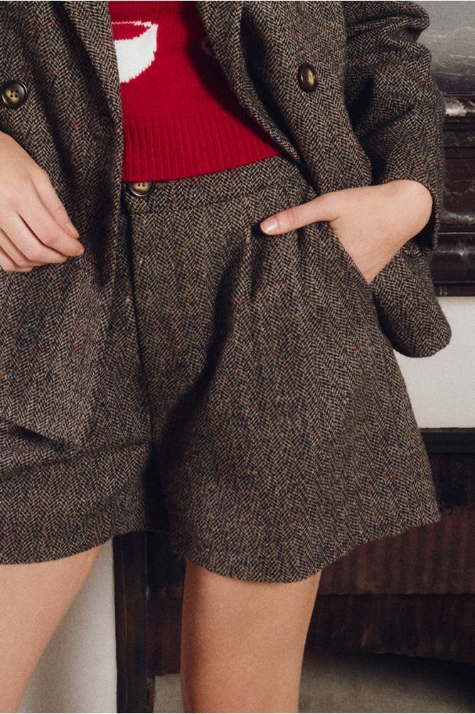 Molly Bracken Brown Herringbone Like Shorts