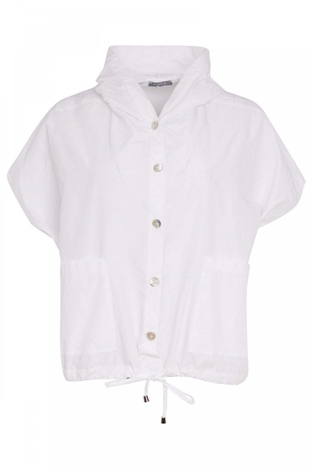 Naya White Hooded top With Drawstring Hem And Pocket Detail