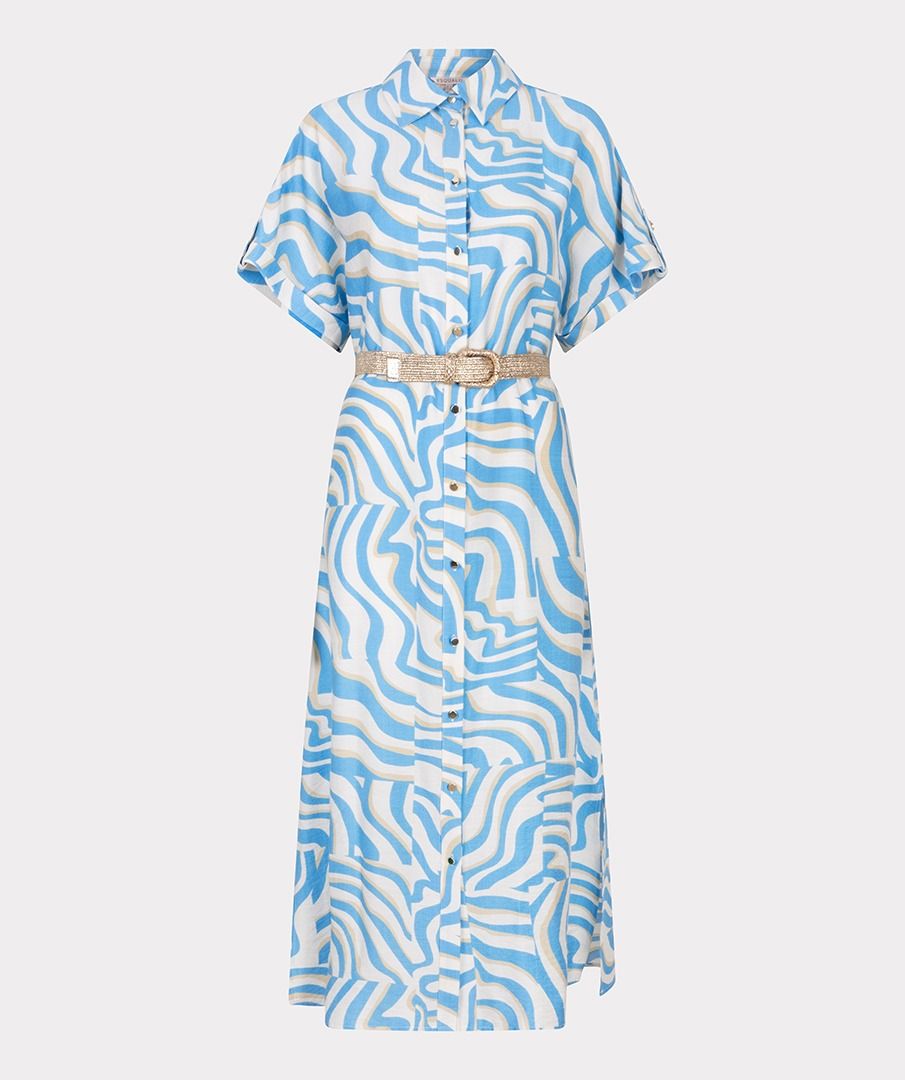 Esqualo Belted Blue Zebra Print Dress