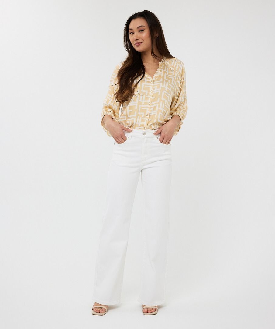 Esqualo Off White Wide Leg Jeans