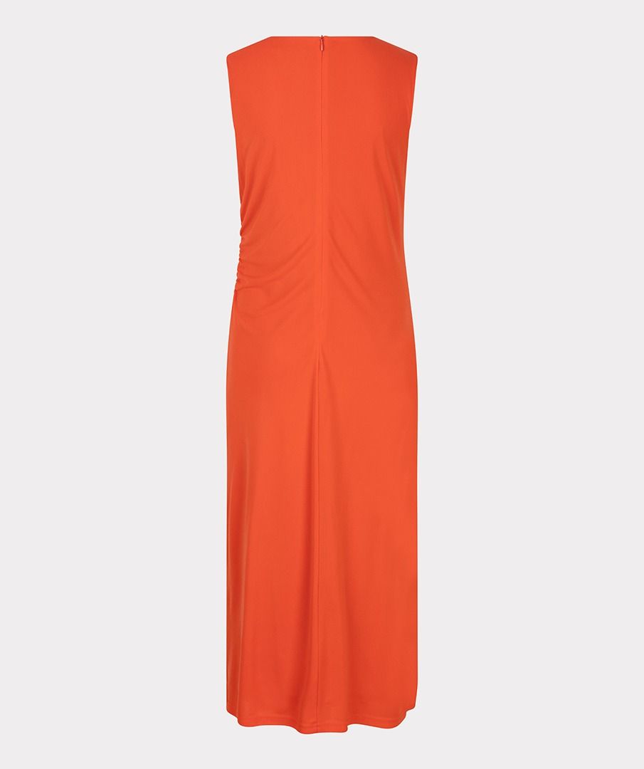 Esqualo Orange Red Long Dress With Gatherings