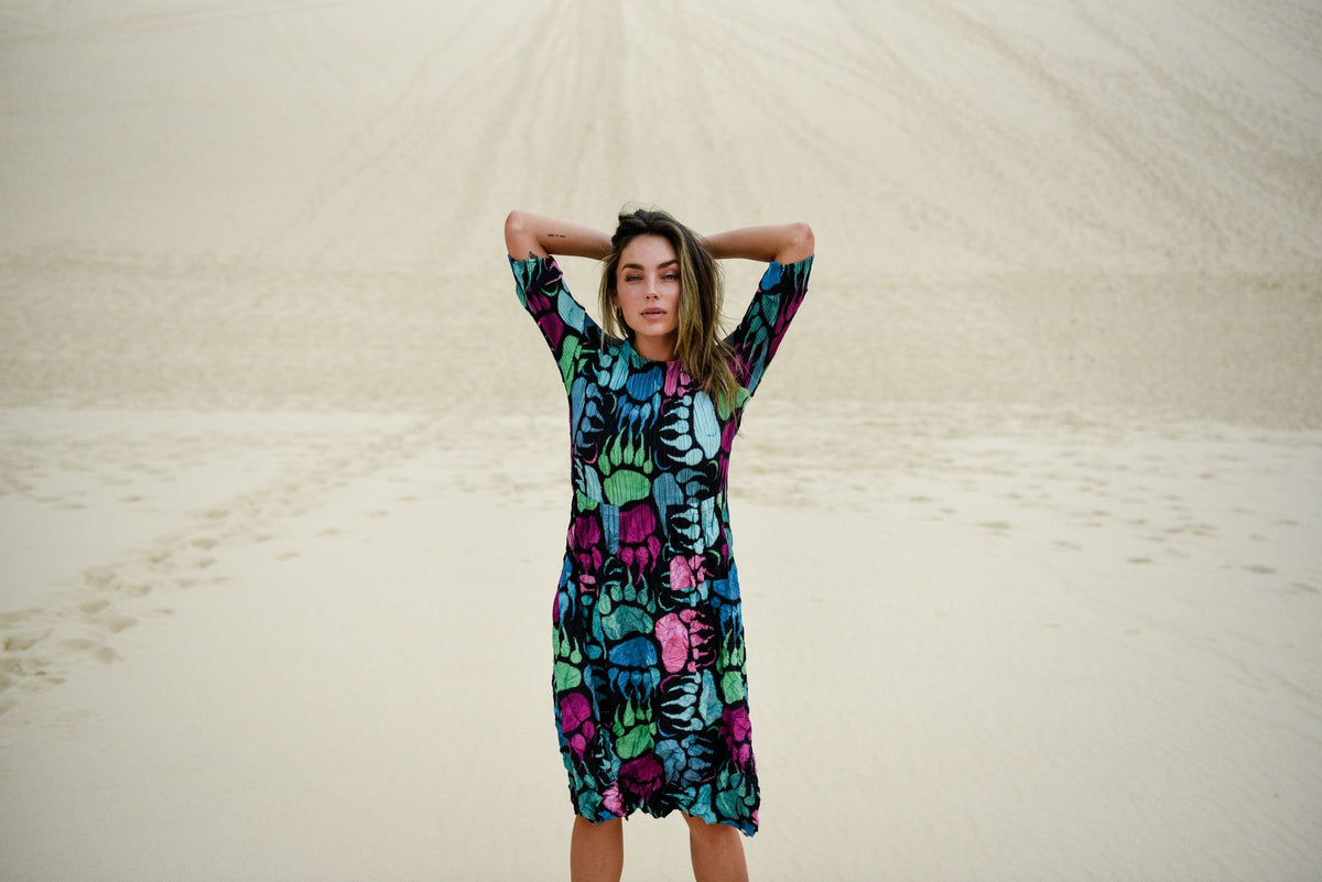 Alquema 3/4 Sleeve Smash Pocket Dress Rain Moo Bear