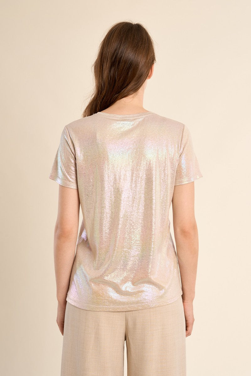 Molly Bracken Iridescent Beige T-Shirt