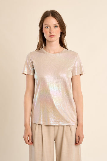 Molly Bracken Iridescent Beige T-Shirt