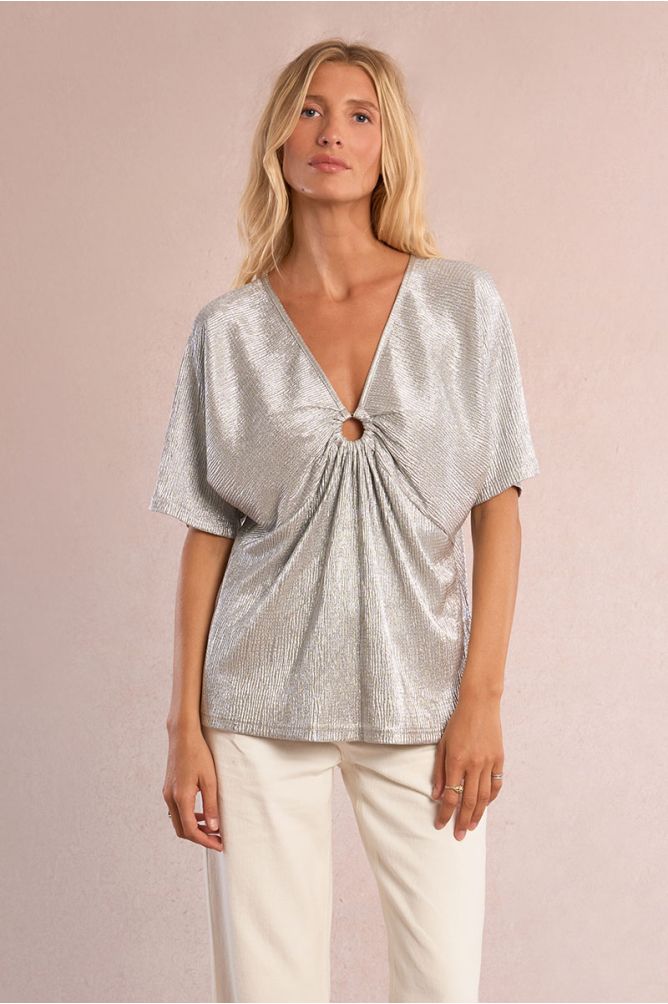 Molly Bracken Iridescent Silver Top