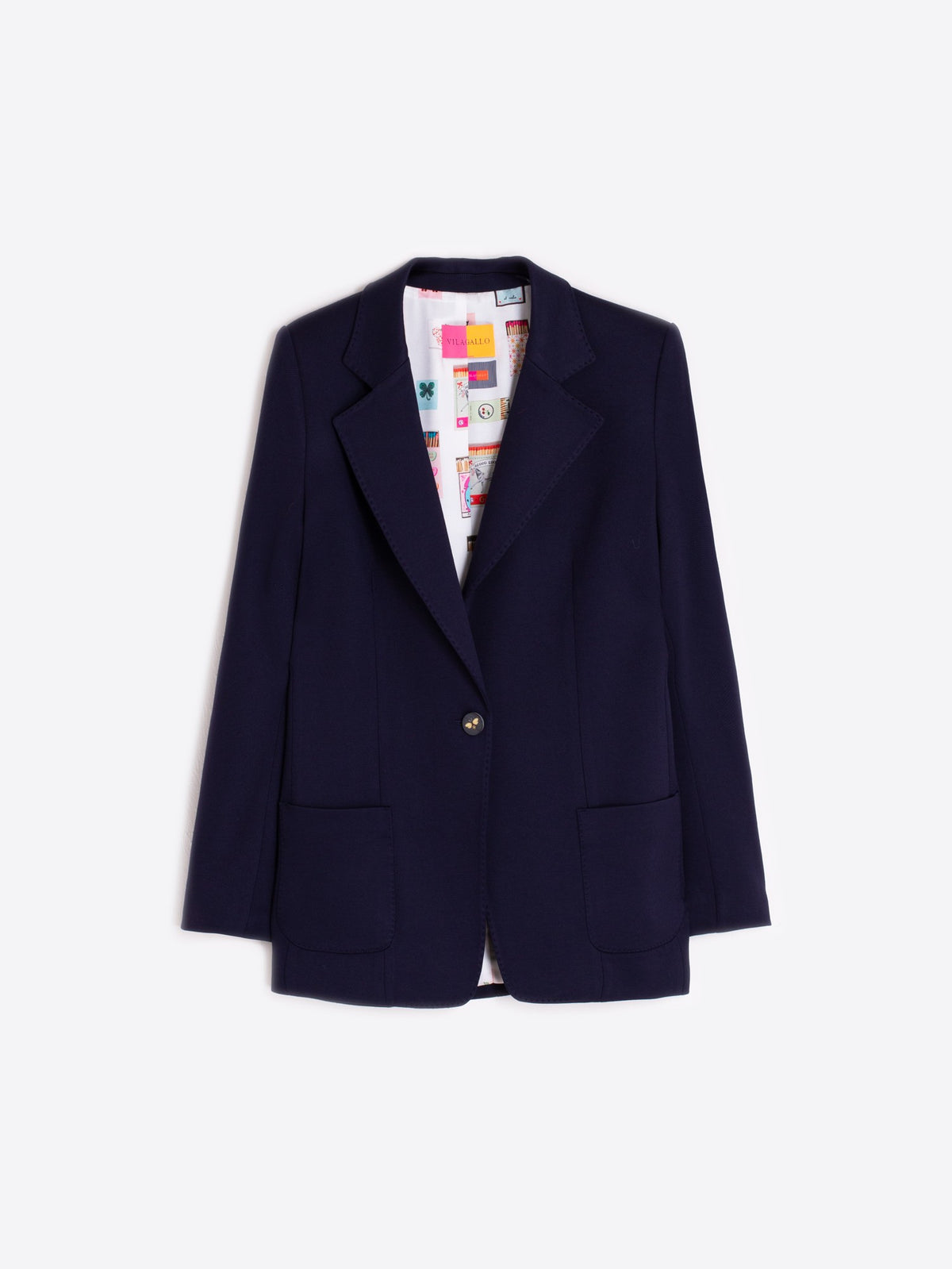 Vilagallo Navy Blazer With Fun Lettering