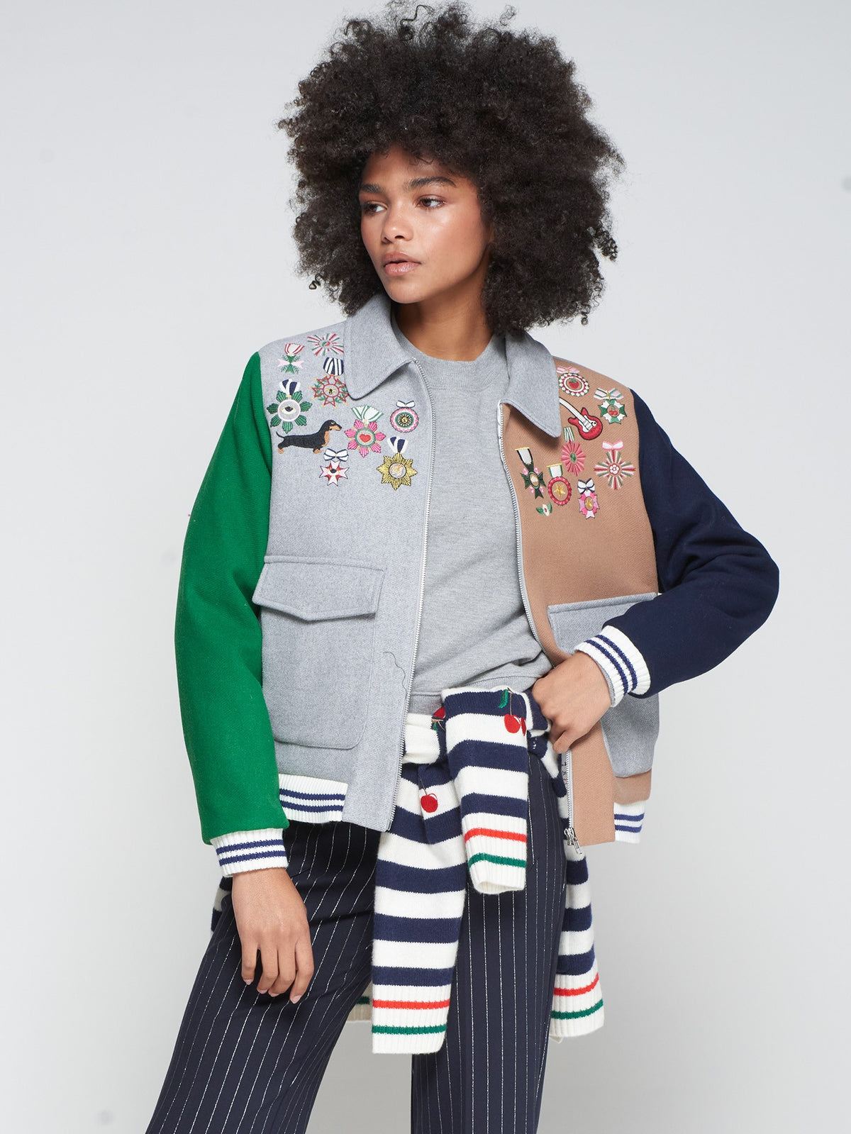 Vilagallo Embroidery Bomber Jacket